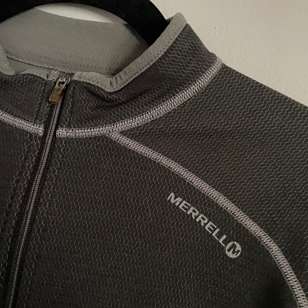 Merrell Pullover Top Mens Medium Black Opti-Wick 1/4 Zip Hiking Gorpcore UPF